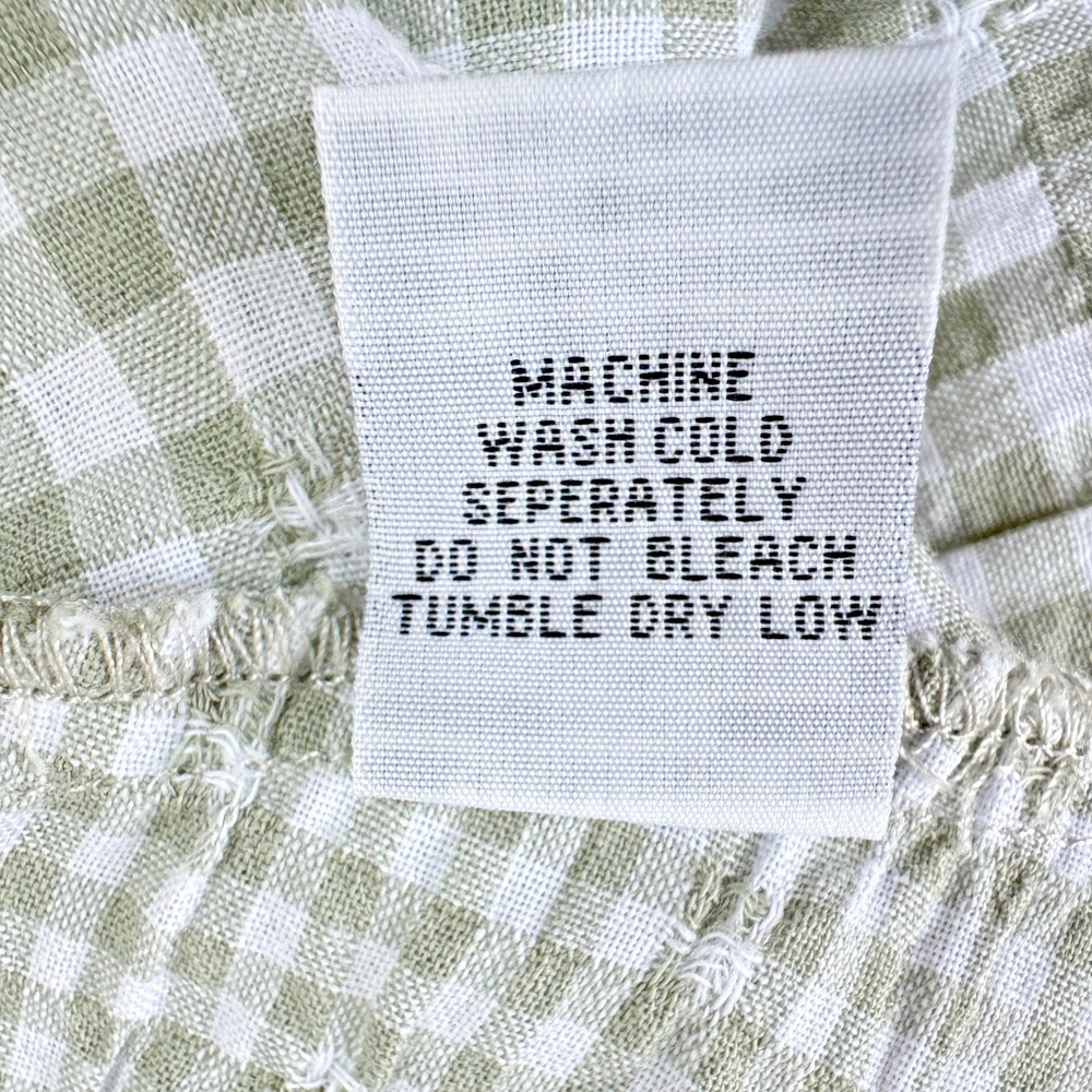HABITAT Clothes to Live In Tunic Blouse Top SMALL Sage Green‎ Gingham Lagenlook - Picture 7 of 9